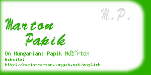 marton papik business card